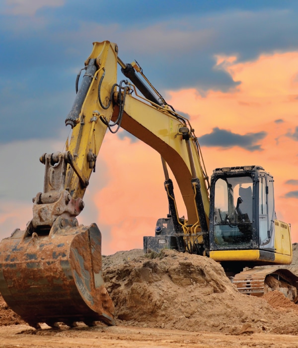 excavation backhoe moving dirt