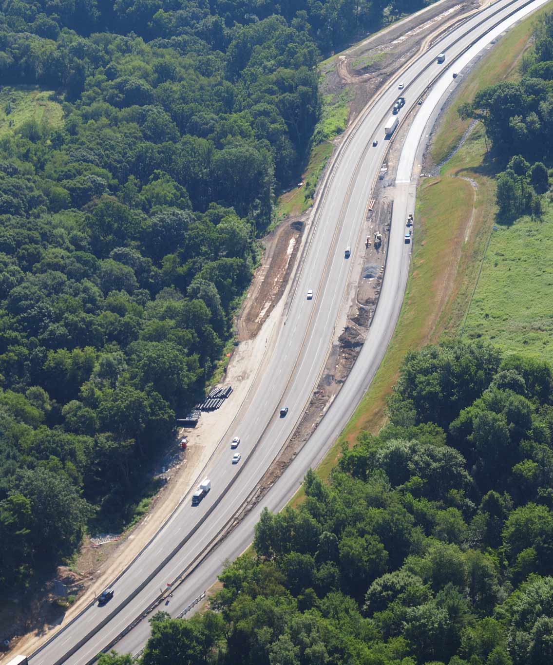 aerial view of construction work on the interstate