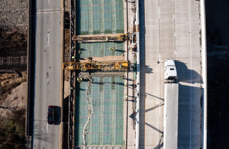 aerial view of roadway project