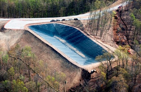 aerial view of a completed impoundment site